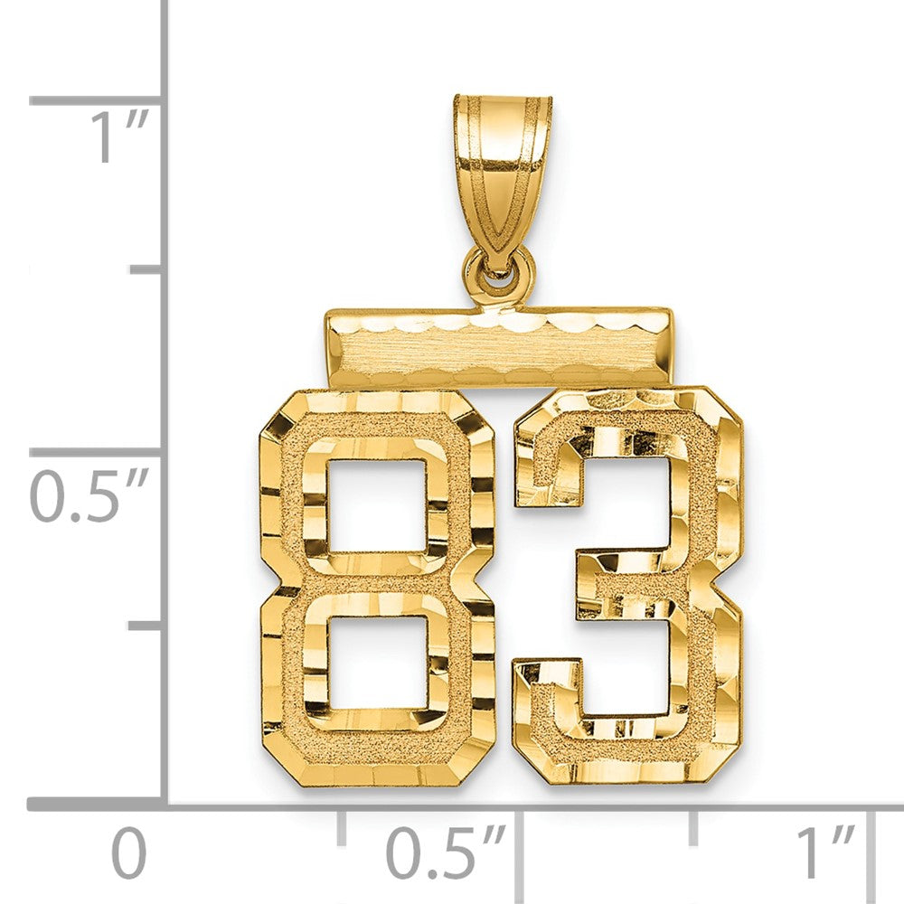 14K Gelbgold Diamantgeschliffener Charm "Zahl 83", Mittelgroß