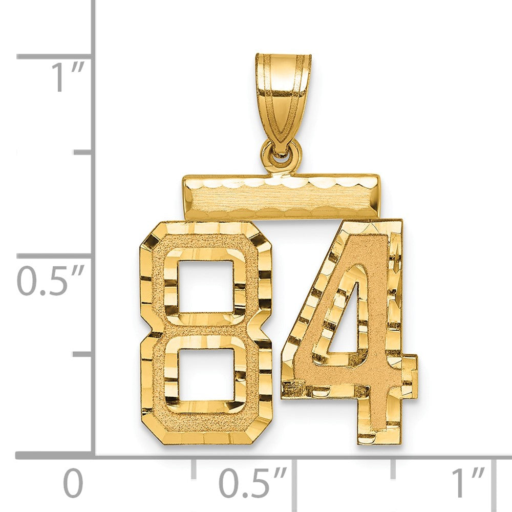 14K Gelbgold Zahl-84-Charm, medium, diamantgeschliffen