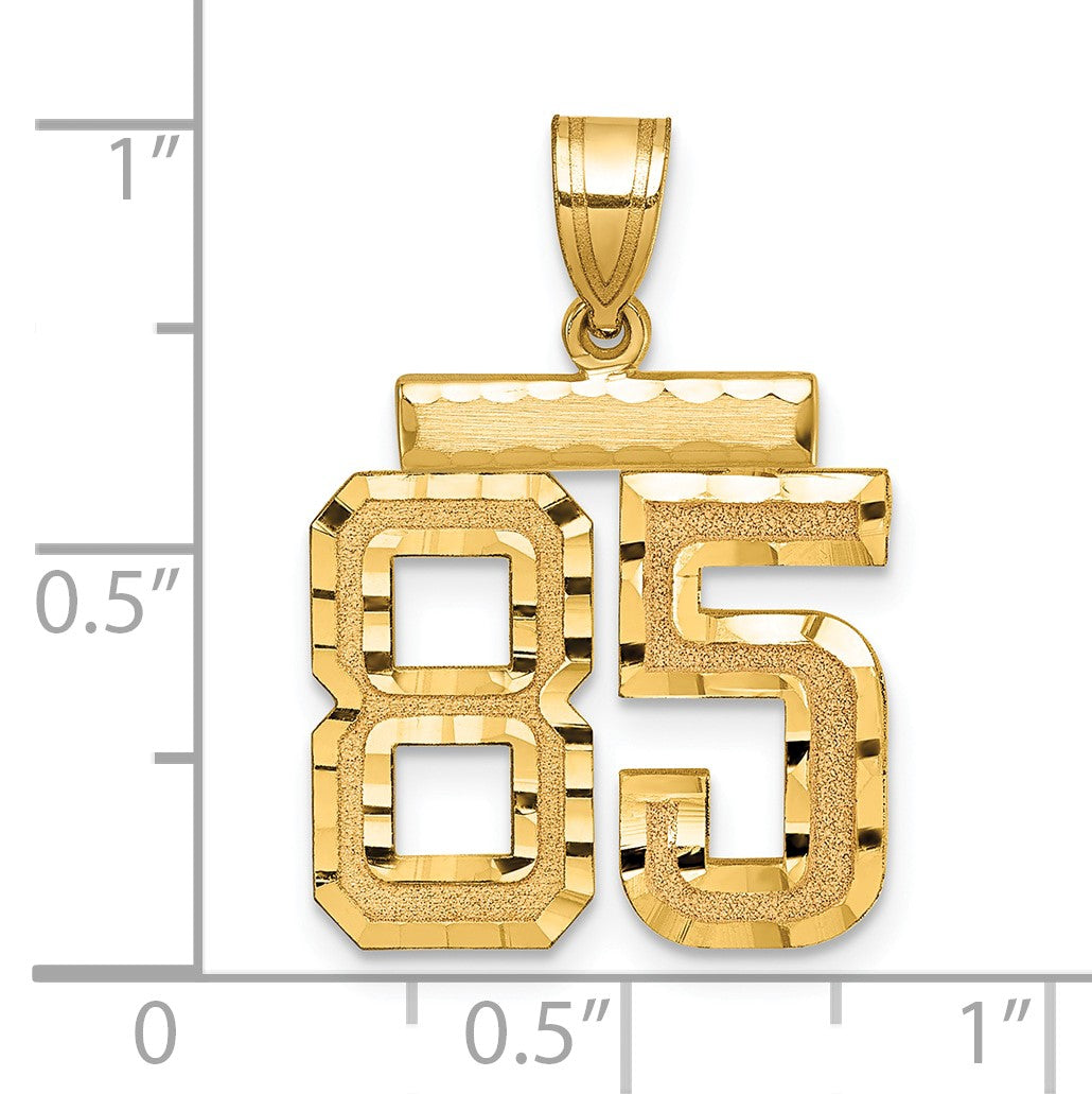 14K Gelbgold Diamant-geschliffene Zahl 85 Charm, mittelgroß