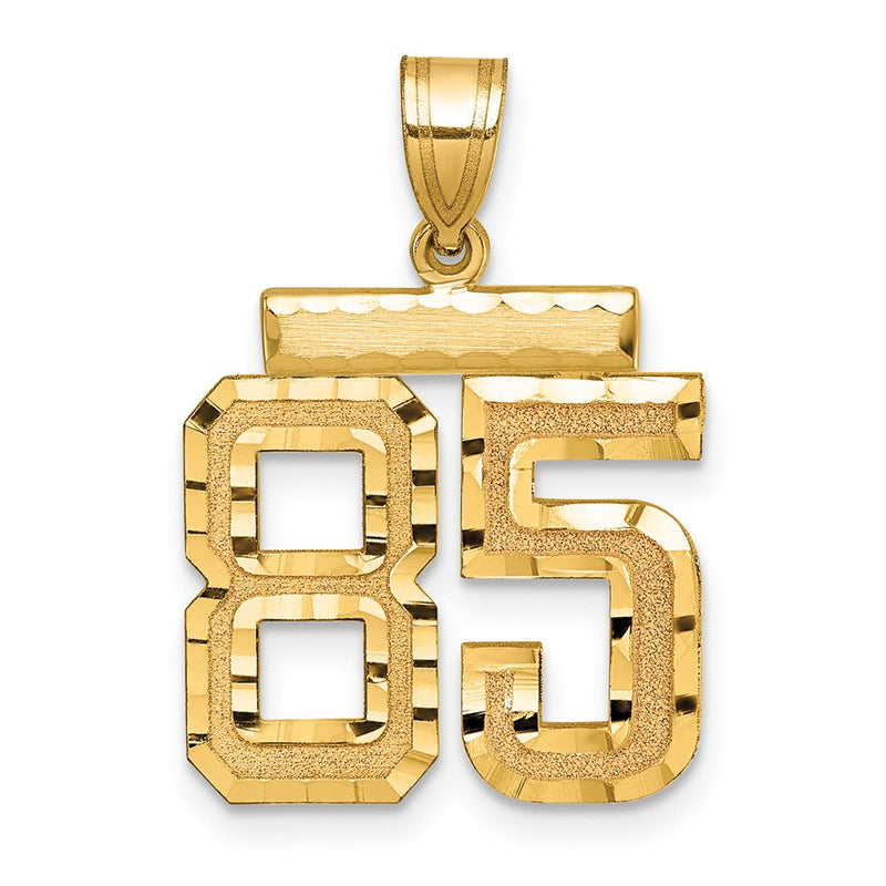 14K Gelbgold Diamant-geschliffene Zahl 85 Charm, mittelgroß