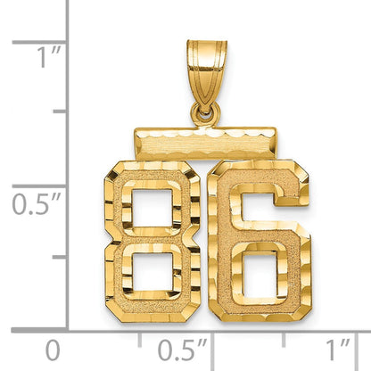 14K Gelbgold Diamant-geschliffener Zahl-86-Charm, mittelgroß