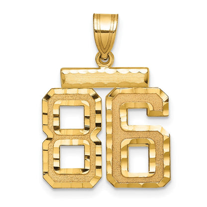 14K Gelbgold Diamant-geschliffener Zahl-86-Charm, mittelgroß