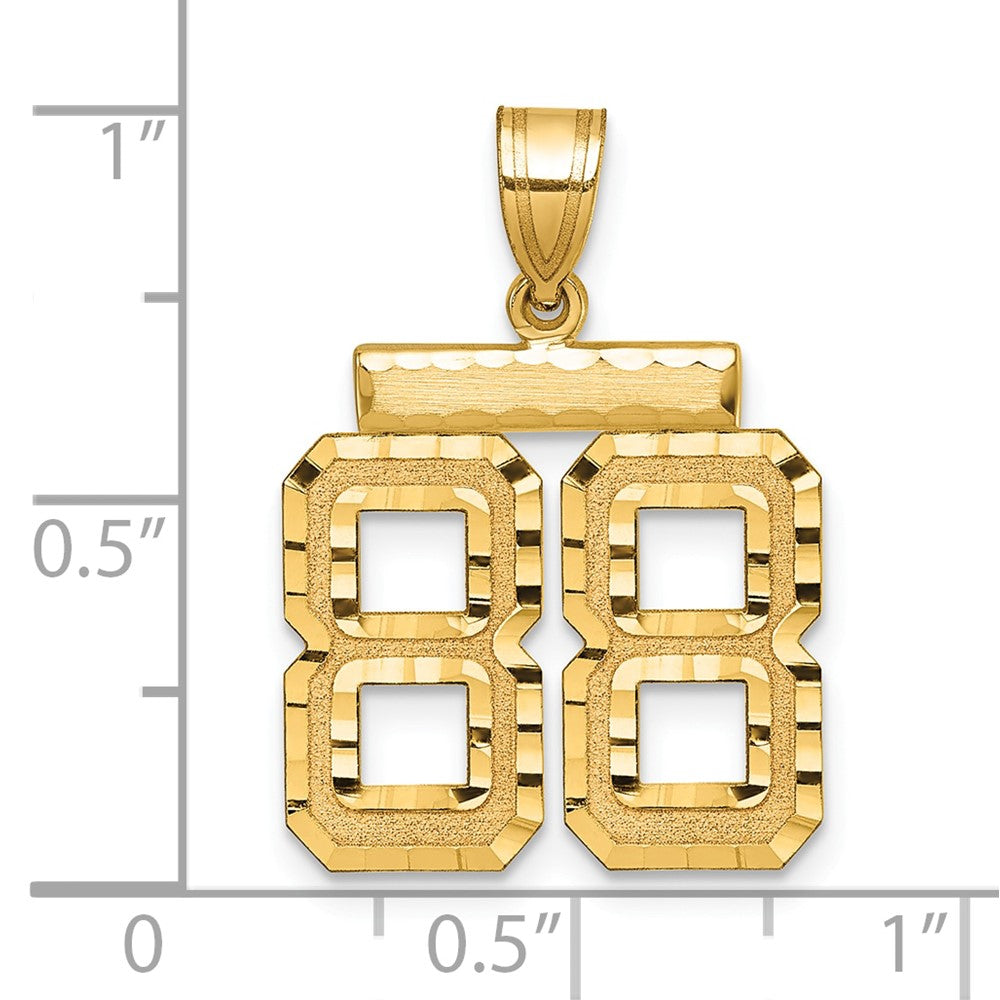 14K Gelbgold Diamantierter Zahlen-Charm "88", Mittelgröße
