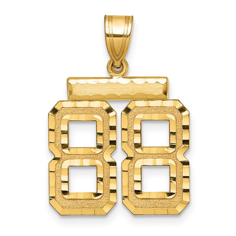 14K Gelbgold Diamantierter Zahlen-Charm "88", Mittelgröße
