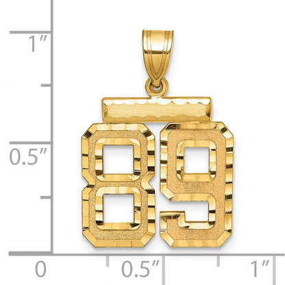 14K Gelbgold Diamant-geschliffener Zahl-89-Charm, mittelgroß