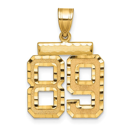 14K Gelbgold Diamant-geschliffener Zahl-89-Charm, mittelgroß
