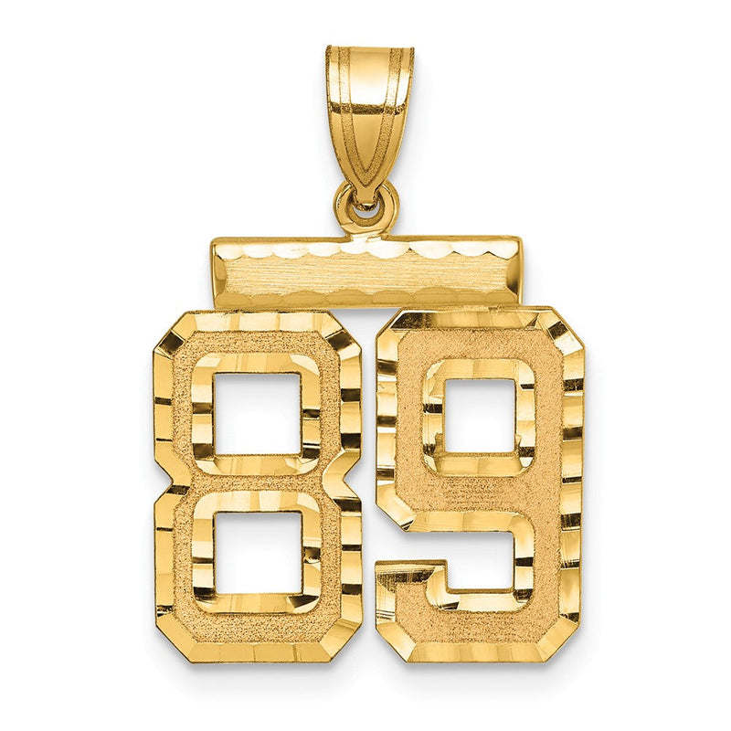14K Gelbgold Diamant-geschliffener Zahl-89-Charm, mittelgroß