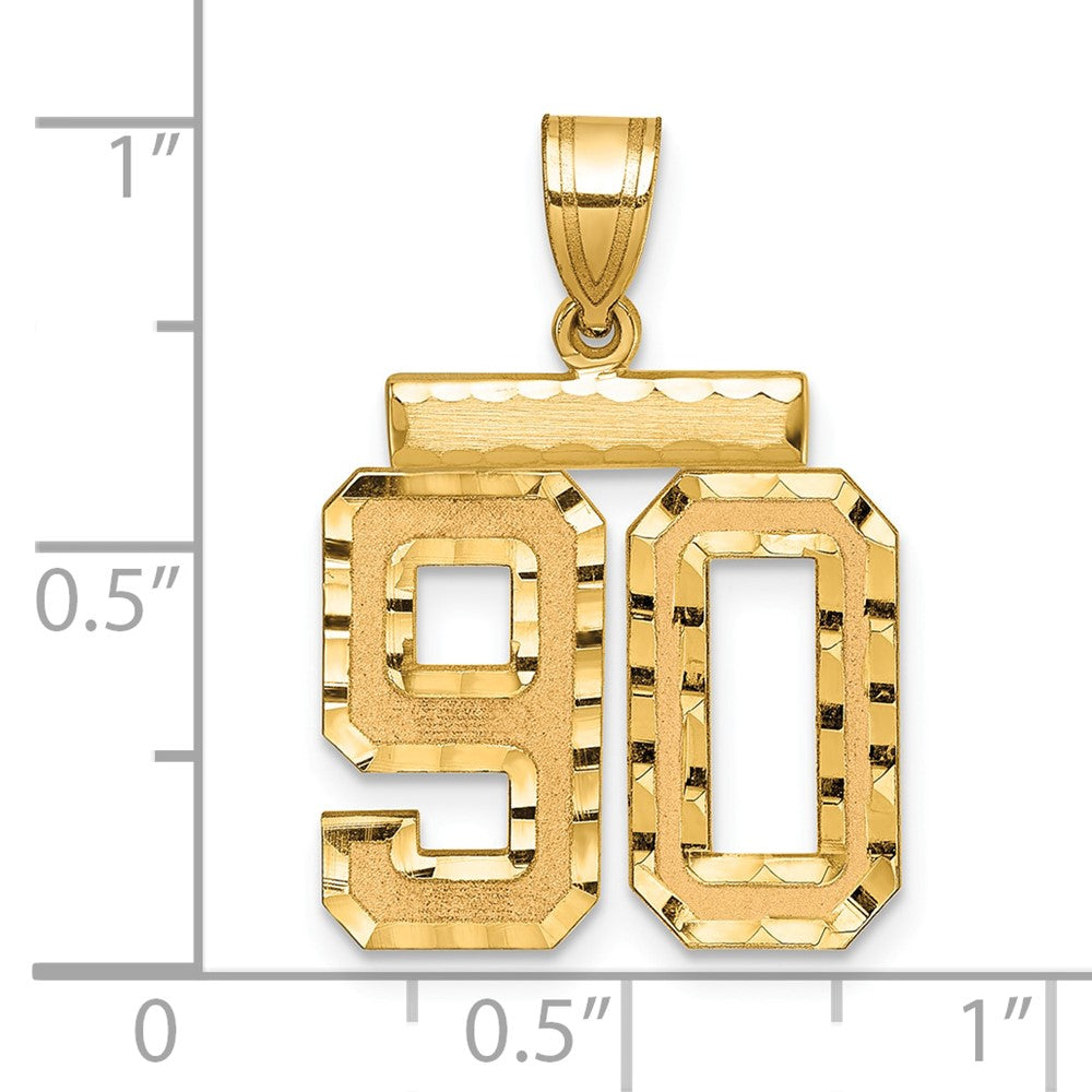 14K Gelbgold Medium Diamant-geschliffener Zahl-90-Charm
