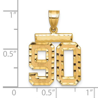 14K Gelbgold Medium Diamant-geschliffener Zahl-90-Charm