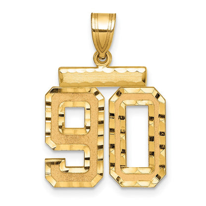 14K Gelbgold Medium Diamant-geschliffener Zahl-90-Charm