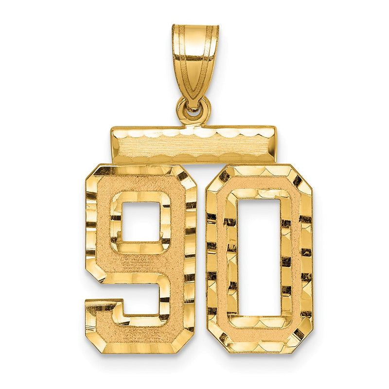 14K Gelbgold Medium Diamant-geschliffener Zahl-90-Charm