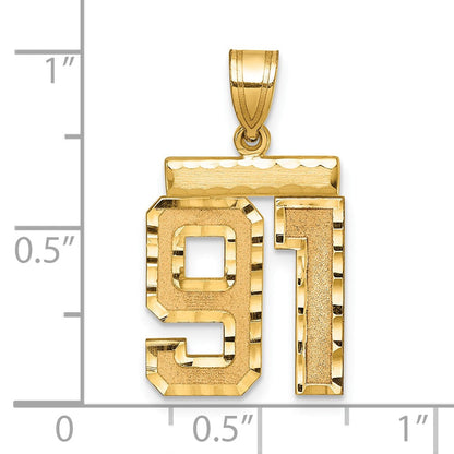 14K Gelbgold Medium Diamant-geschliffener Zahl-91-Charm