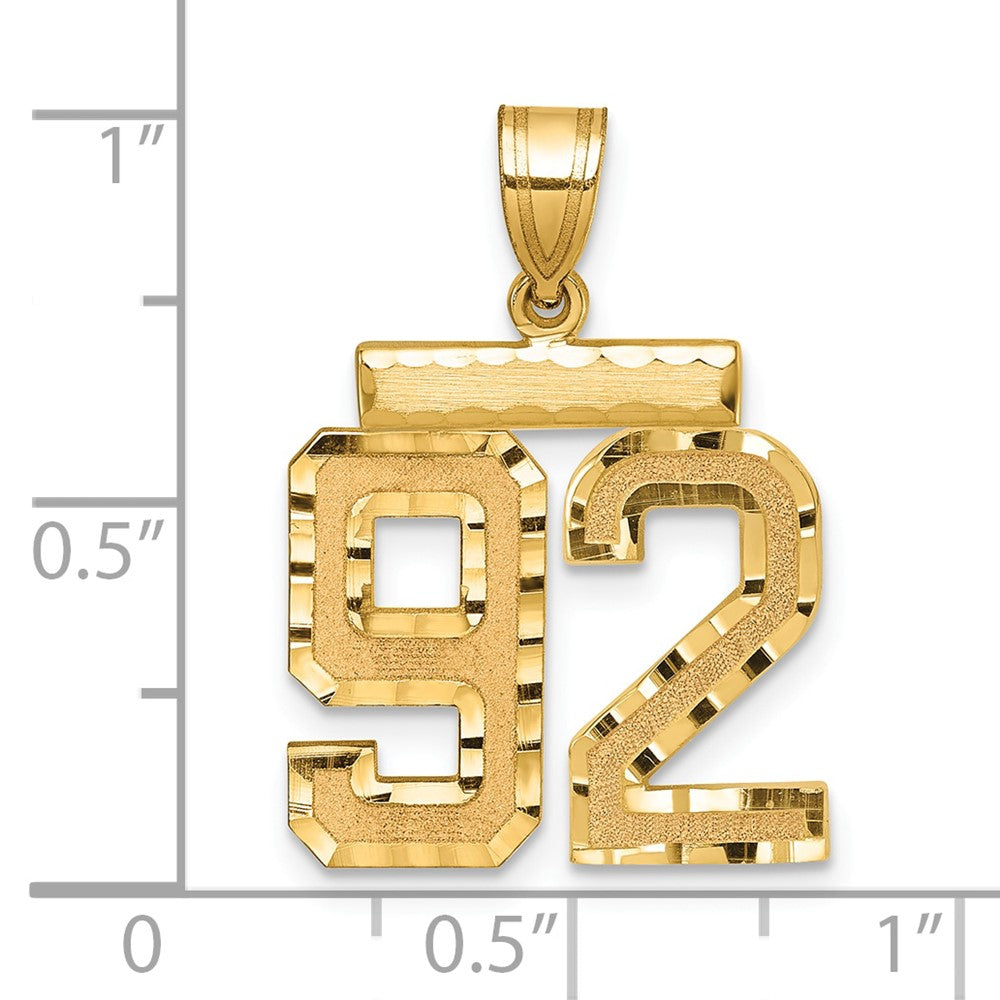 14K Gelbgold Diamantschliff-Zahlenanhänger „92“, mittelgroß