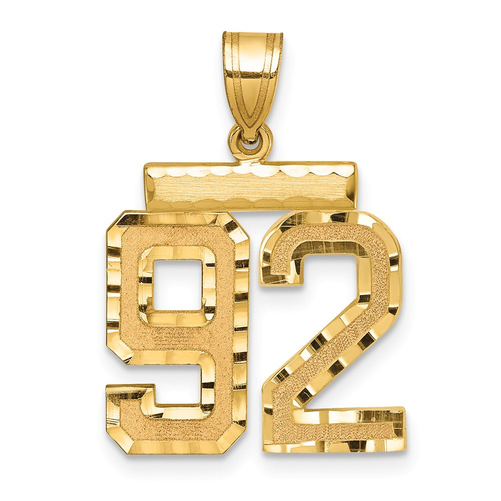 14K Gelbgold Diamantschliff-Zahlenanhänger „92“, mittelgroß