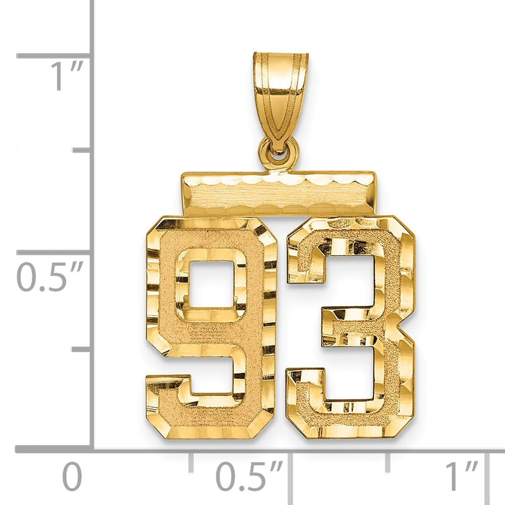 14K Gelbgold Mittelgroßer Diamantgeschliffener Zahl-93-Charm