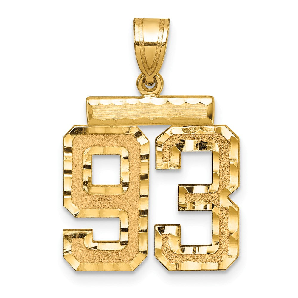 14K Gelbgold Mittelgroßer Diamantgeschliffener Zahl-93-Charm