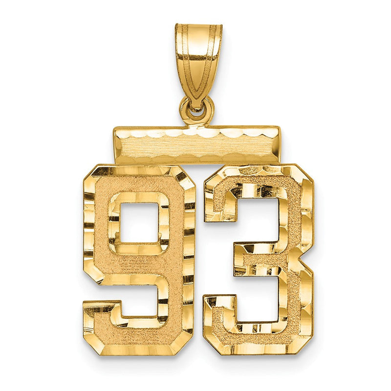 14K Gelbgold Mittelgroßer Diamantgeschliffener Zahl-93-Charm
