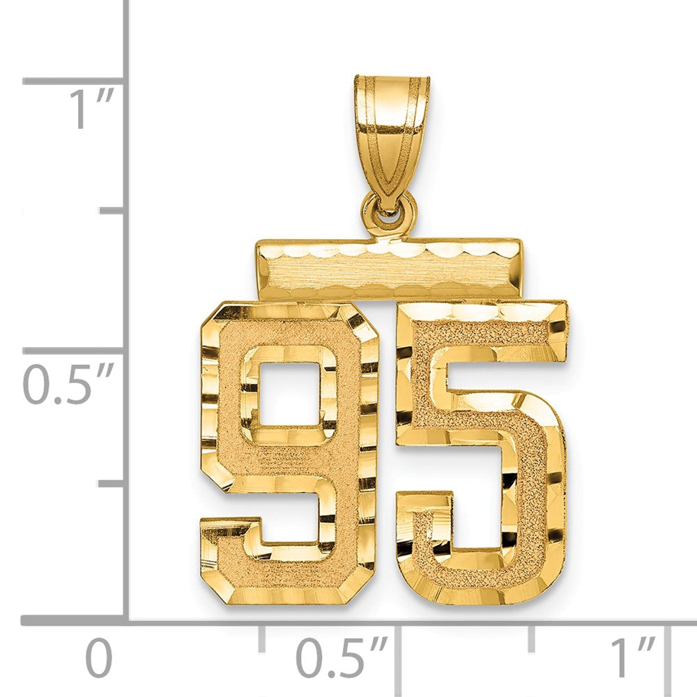 14K Gelbgold Diamantierter Zahlen-Charm "95", Mittelgroß
