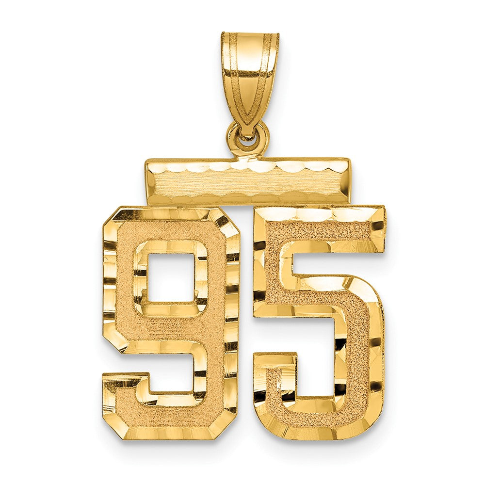 14K Gelbgold Diamantierter Zahlen-Charm "95", Mittelgroß