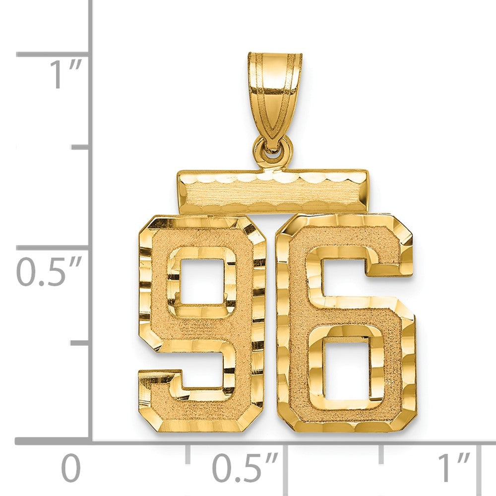14K Gelbgold Medium Diamant-geschliffener Zahl-96-Charm