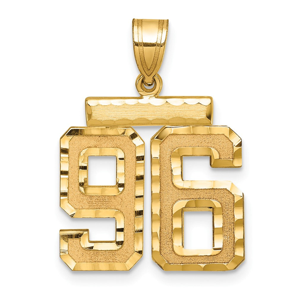 14K Gelbgold Medium Diamant-geschliffener Zahl-96-Charm