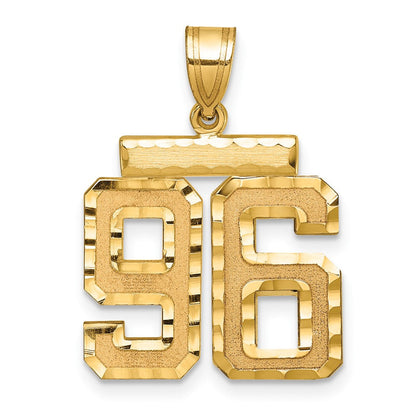 14K Gelbgold Medium Diamant-geschliffener Zahl-96-Charm