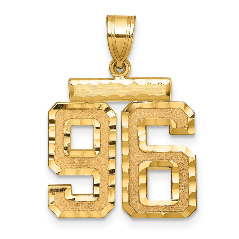 14K Gelbgold Medium Diamant-geschliffener Zahl-96-Charm