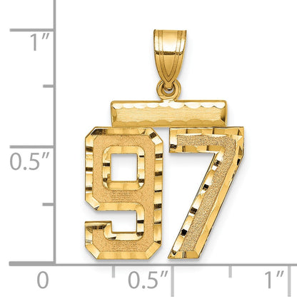 14K Gelbgold Diamantgeschliffener Charm „Zahl 97", mittelgroß