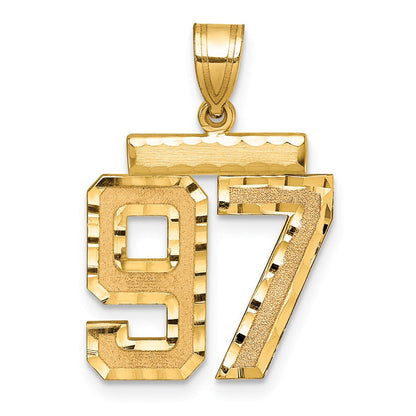 14K Gelbgold Diamantgeschliffener Charm „Zahl 97", mittelgroß