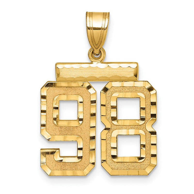 14K Gelbgold Diamant-geschliffener Zahlen-Charm „98“, mittelgroß