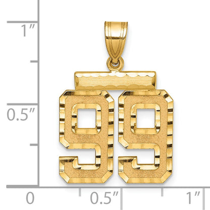 14K Gelbgold Diamant-geschliffener Zahlenanhänger "99", mittelgroß