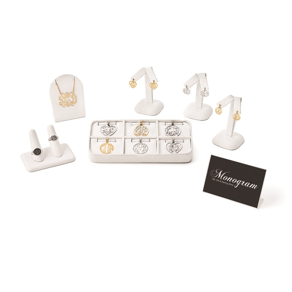 Mode Sterlingsilber Monogramm 12 Stück Kollektion Plus Display Kit