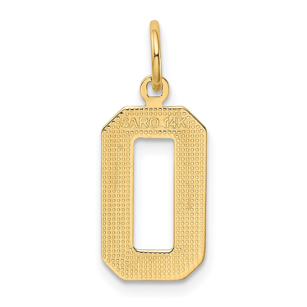 14K Gelbgold Zahl-0-Charm, mittelgroß, poliert
