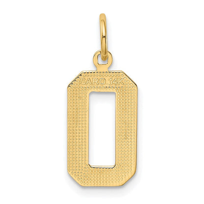 14K Gelbgold Zahl-0-Charm, mittelgroß, poliert