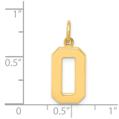 14K Gelbgold Zahl-0-Charm, mittelgroß, poliert