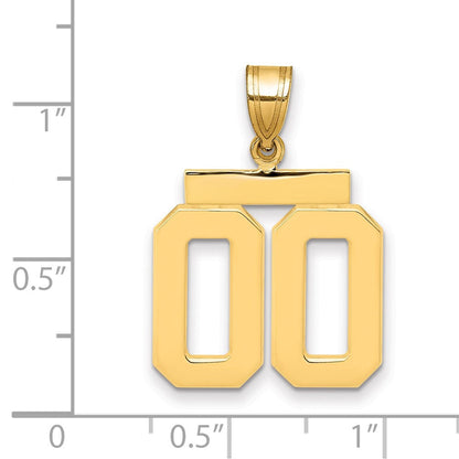 14K Gelbgold Anhänger „Zahl 00“, mittelgroß, poliert, oben angebracht