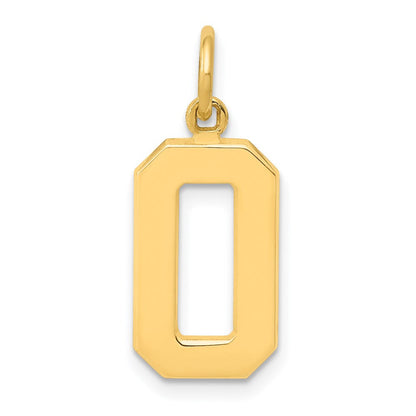 14K Gelbgold Zahl-0-Charm, mittelgroß, poliert