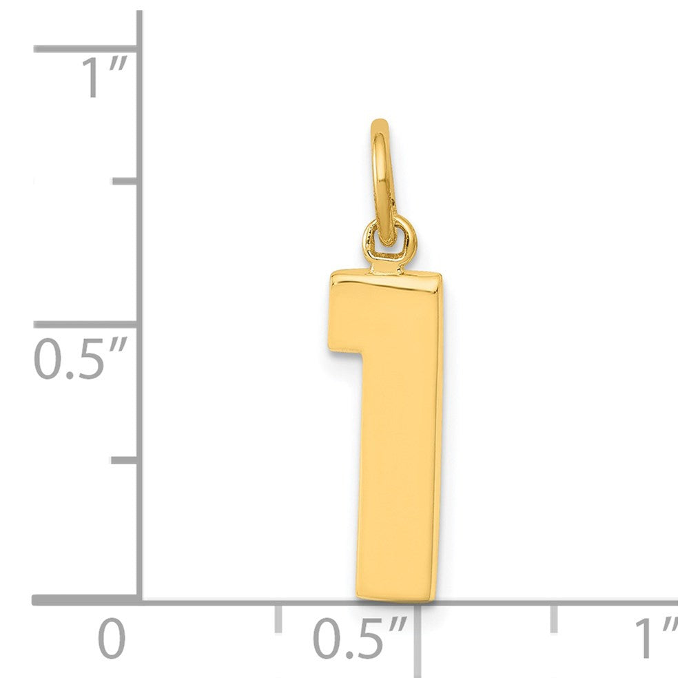 14K Gelbgold Mittel Poliert Zahl 1 Charm