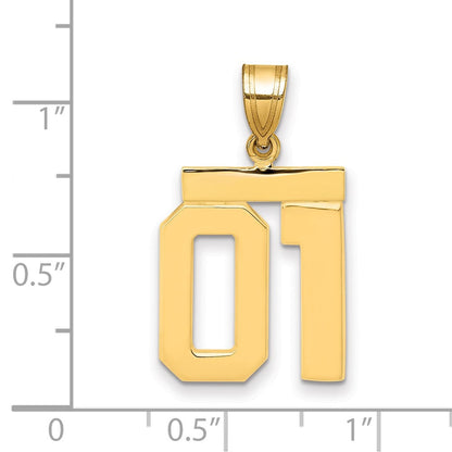 10K Gelbgold Mittel Poliert Zahl 01 Charm