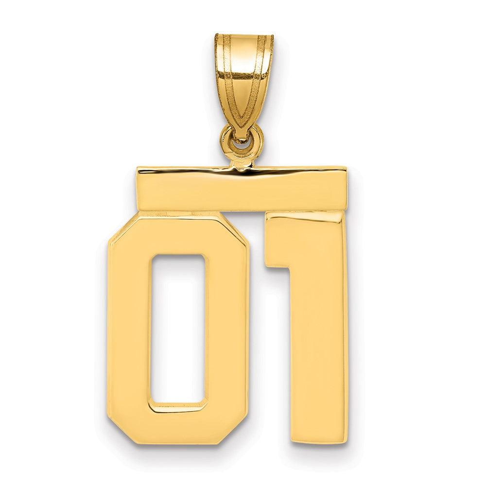 10K Gelbgold Mittel Poliert Zahl 01 Charm