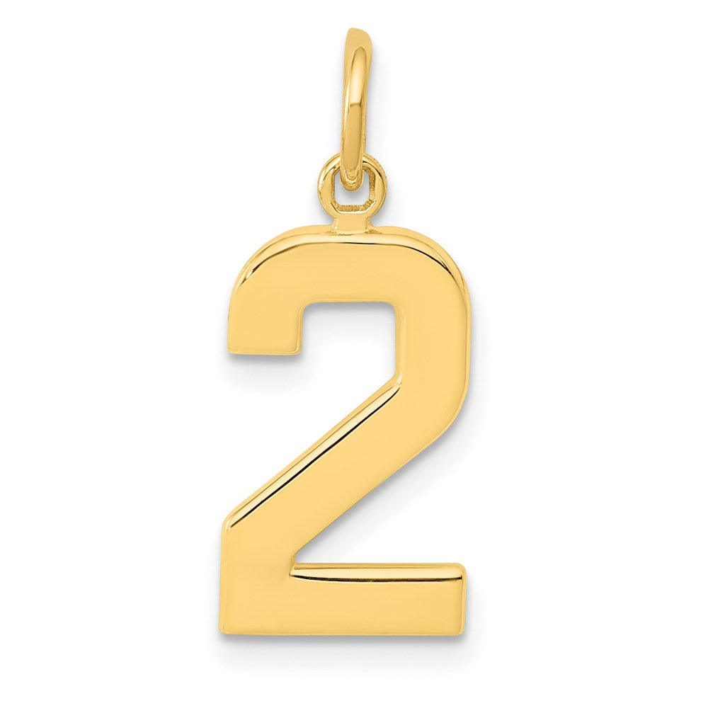 14K Gelbgold Mittel Poliert Zahl 2 Charm