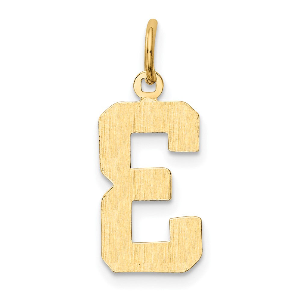 14K Gelbgold Mittel Poliert Zahl 3 Charm