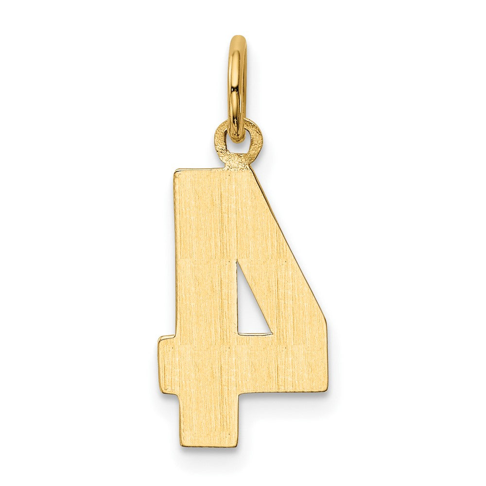 14K Gelbgold Mittel Poliert Zahl 4 Charm