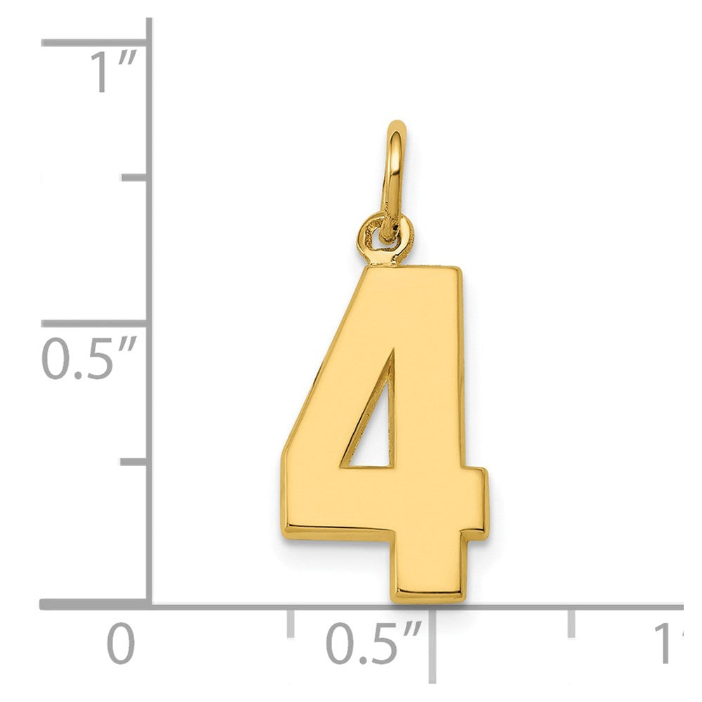 14K Gelbgold Mittel Poliert Zahl 4 Charm