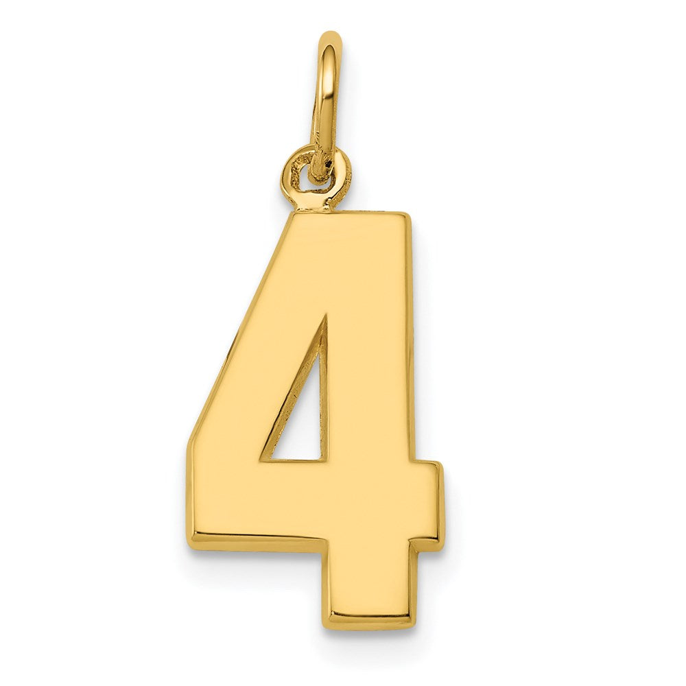 14K Gelbgold Mittel Poliert Zahl 4 Charm