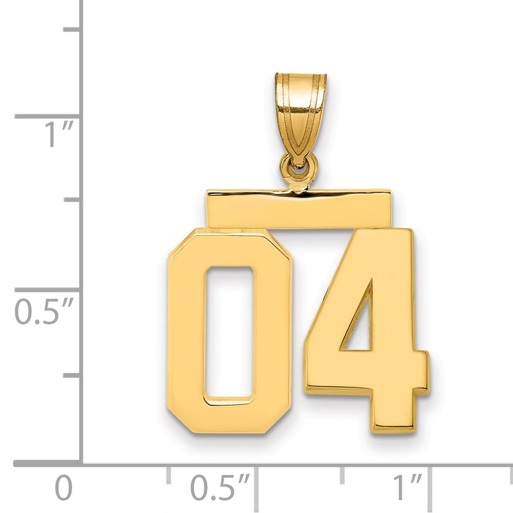 585 Gelbgold Charm „Zahl 04“, mittelgroß, poliert, aufgesetzt