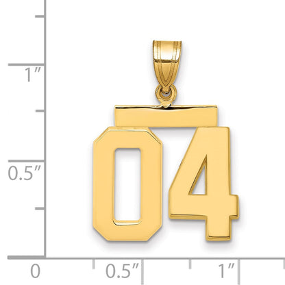 585 Gelbgold Charm „Zahl 04“, mittelgroß, poliert, aufgesetzt