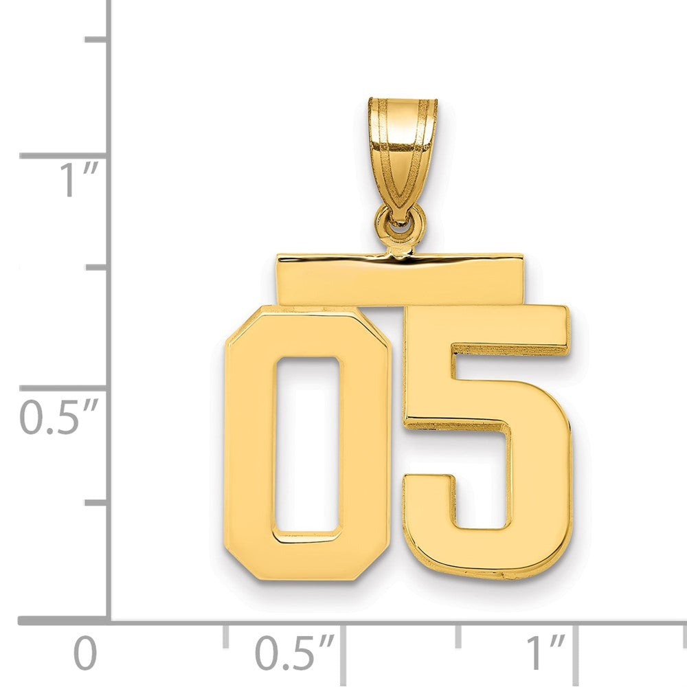 585 Gelbgold Charm „Zahl 05“ oben, mittelgroß, poliert