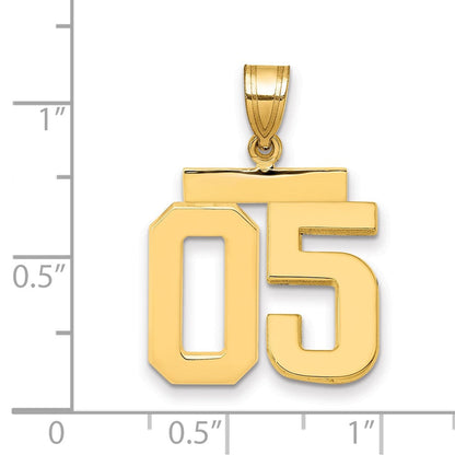585 Gelbgold Charm „Zahl 05“ oben, mittelgroß, poliert