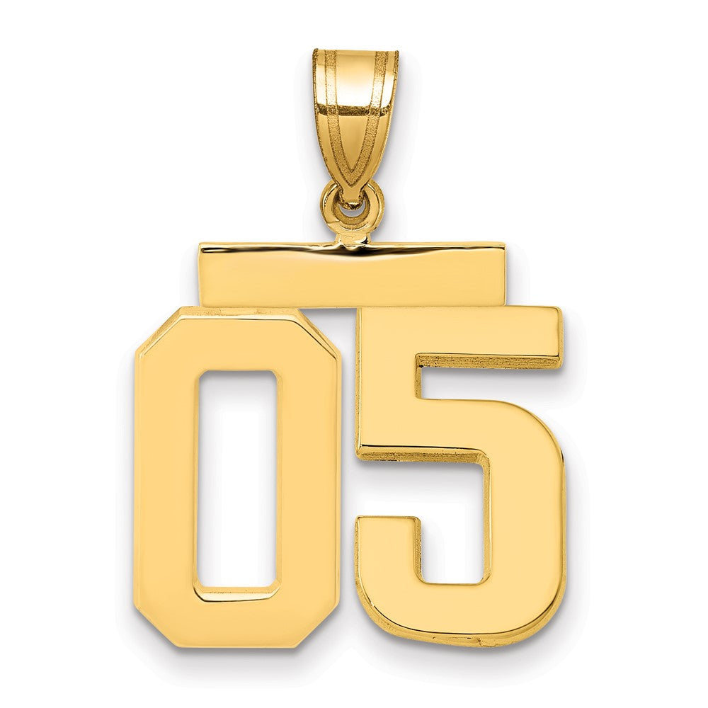 585 Gelbgold Charm „Zahl 05“ oben, mittelgroß, poliert